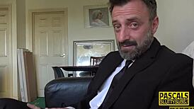 Skinny submissive throats deep and rides hard, wow!