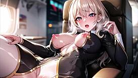 Submissive hostesses serve with masturbation