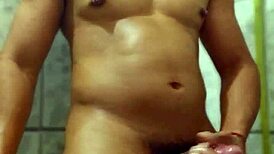 He Jerks Off Hot in the Steamy Bathroom