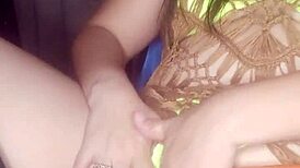 Enjoying delicious pleasure with my carrot in outdoor muff diving fun!