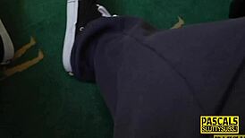 Skinny submissive throats deep and rides hard, wow!