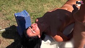 Cum Hungry Slut Gets Covered in Outdoor Blowbang