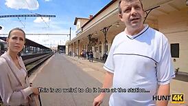 Hunt4k: Greedy Old Man Sells GF for Cash Sex