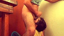 College gay guy sucking a massive cock with skill