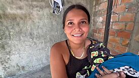 Overwhelmed With Desire, I Propose Steamy Blowjob And Sex To Neighbor While Washing Clothes