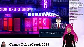 Vtuber Lewdneko Plays Cybercrush 2069 With Big Tits