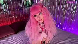 I couldn't resist fingering the slutty nurse's pussy with four fingers and licking her feet