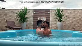 Marcos Goiano and JosephMegazord Joseph Dotado Bareback Hardcore by the Pool