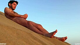 Gay nudist beach blowjob turns risky with voyeurs nearby