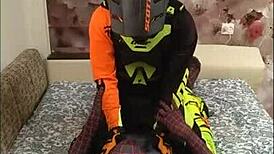 Spiderman in spandex fucks biker in gay encounter