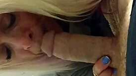 Johnny feels the intense pleasure as blonde gives passionate blowjob