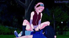 sakura haruno and naruko uzumaki with sasuke uchiha in intense hentai sex.