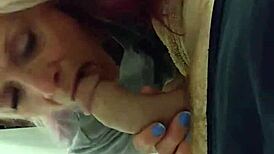 Johnny feels the intense pleasure as blonde gives passionate blowjob