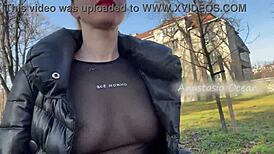 Beauty flashes her big boobs in a public park! 😍