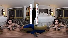 Joanna angel feels naughty pleasure from licking balls and getting fucked