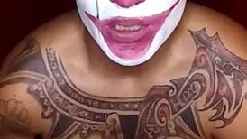 2019 joker jacks off in cosplay costume.