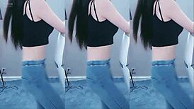 sexy chinese girl dancing with vibrating butt plug horny pussy 😈