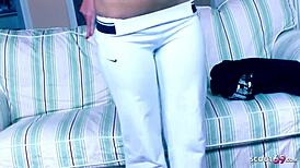 Cute Teen 18 Gets Rough MMF Threesome Action on Casting Couch