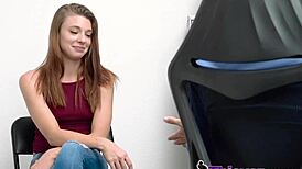 Petite teen bent over and fucked hard by fit cop in his office