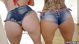 Glam blonde babes Blanche Bradburry and Paola share a special moment