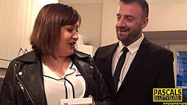 I love watching this chubby sub skank blow cock and get fucked