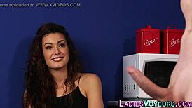 i'm that brunette girl next door mockin' this naked creep tuggin' in front of me. so humiliatin'!