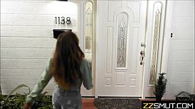 Crazy neighbor works out naked, exposing her body to the neighbors in a wild display.