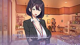 Summer clover discovers boss masturbating to giant cock in harem game