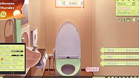 Summer clover discovers boss masturbating to giant cock in harem game