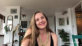 Amateur Sarah fingers herself to a quivering solo orgasm. Her intense climax shakes the room.