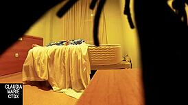 She hides a camera to record the fat woman giving oral sex to him 😏