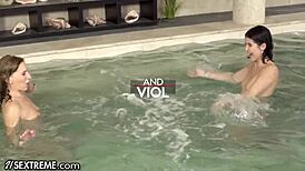 cute teen licks gilf next door during steamy pool encounter