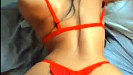 I watch hottie in red lingerie givin' hot oral on webcam