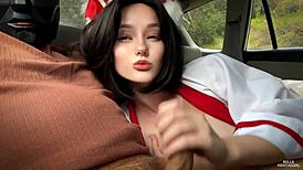 Sweet Teasing Blowjob from Bella Hentaigirl with Cute Charm