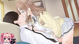 Hot college girl intensely rides and gives handjob for cumshot