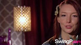 Amateur couples get super nervous after swapping for group sex fun