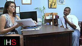 horny brunette milf gets banged by black man with big cock