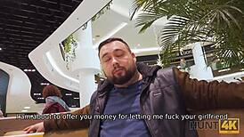 redhead belle fucked hard by stranger in public toilet cuckold style