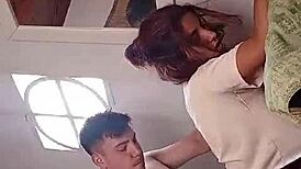 Crazy orgasm on the couch with bent pussy