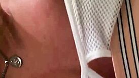 My horny step sister fucks herself in the shower with double penetration