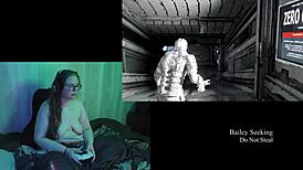 Naked Brunette Plays Deadspace Part 2
