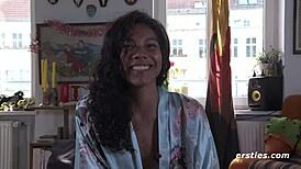 sweet ebony amateur fingers hairy pussy outdoors.