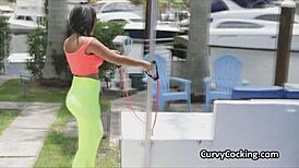 Big Brazilian Teen 18+ Gets Tits and Ass Oiled and Fucked Hard