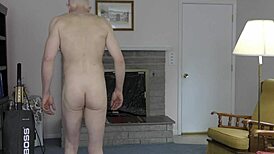 Horny Gay Nudist Cleans House