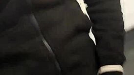 Wow, gym bathroom action with sheer views!