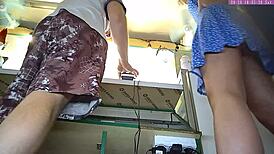 Blonde step sister, show me upskirt!