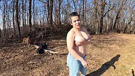 Mature Curvy Whore Flashes Thong In Outdoor Humiliation Fetish
