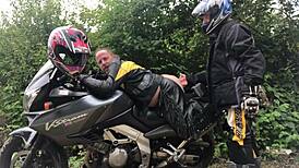 Gay BDSM action with a wild biker chaser