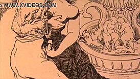 Vintage erotic drawing captures timeless sensual art.