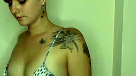 Big Tits Brunette Babe Cleaning House with Downblouse On